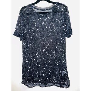 Black & Silver Starry Mesh Short Sleeve T-Shirt Medium